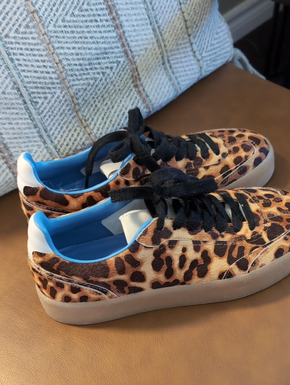 Steve Madden Leopard Print Platform Sneakers with Blue Lining